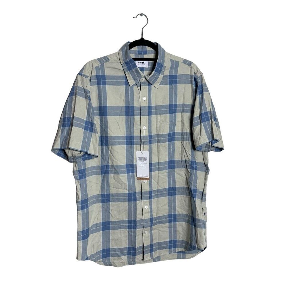 No Nationality NWT Casual Button Front Leon Shirt Size XL Plaid‎ Cotton